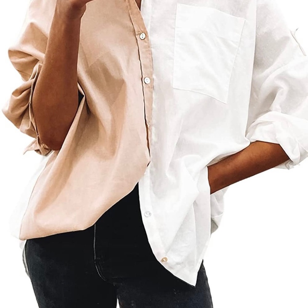 Boyfriend Color Block Button down Blouse/Shirt
